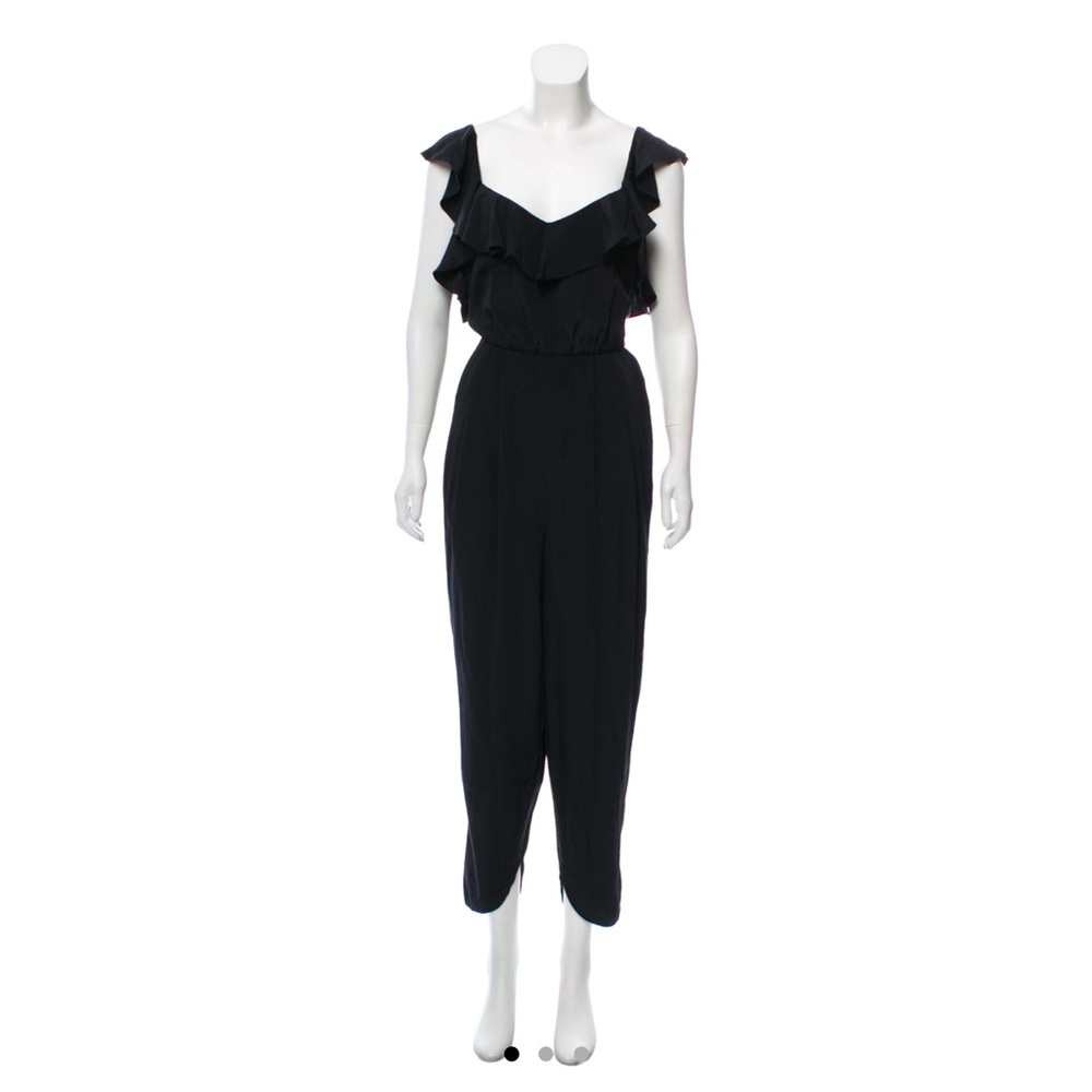 Tibi Silk Jumpsuit w/ Ruffle Straps
